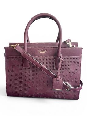 kate spade Cameron Street Plum Perforated Leather Top-Handle Satchel